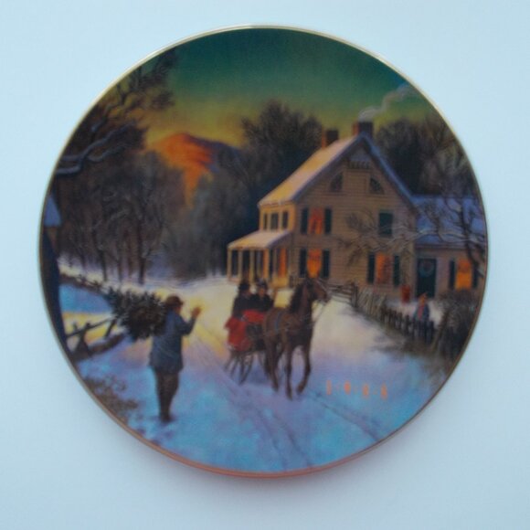 VTG 1988 HOME FOR THE HOLIDAYS Porcelain Plate with 22K Gold Trim NEW - Picture 3 of 5